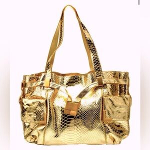 Stunning metallic New Michael Kors Collection genuine python snakeskin X…